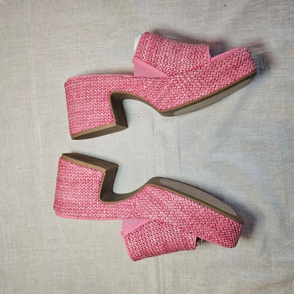 Steve Madden Reign Platform Mule Pink Raffia Sz 8 - Picture 8 of 12
